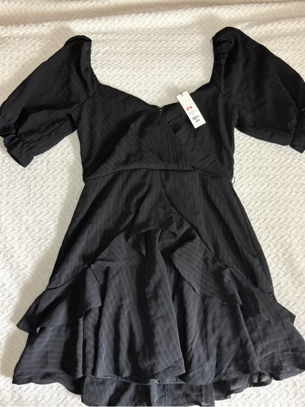 Francesca's Collections Black Ruffle Wrap Mini Dress